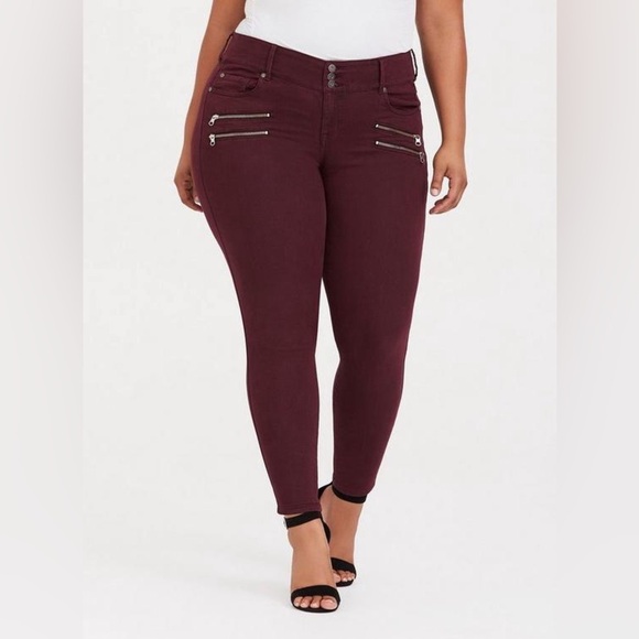 Torrid Super Stretch Jeggings Burgundy Women Size 26S - Picture 1 of 12